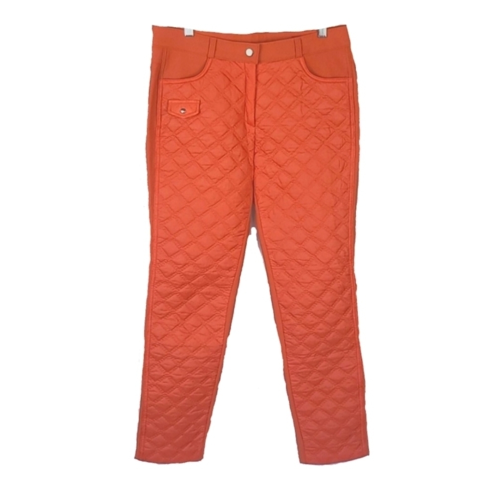 Sateen Orange Sportd Pants Quilted Vintage Well-Made - Picture 8 of 10